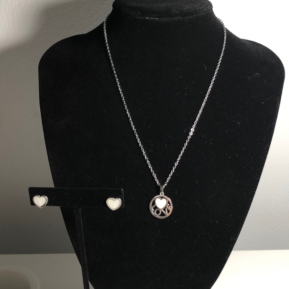 Earrings and necklace  Heart shape